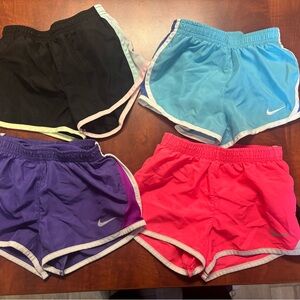 Authentic 4t Nike Kids Shorts Set - Black, Blue, Purple, Pink bundle.
